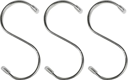 Benson S-Haak Plat 70 mm - Roestvrij en Stevig - 3-Delig Set