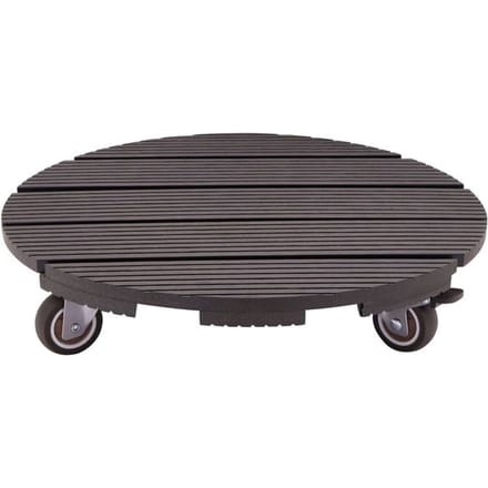 Support de pot a roulettes - NATURE - WPC - H8,6 x Ø38 cm - 4 roulettes - Anthracite