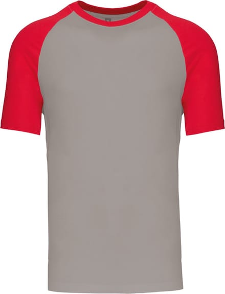 Kariban Baseball - Tweekleurig t-shirt K330 - Light Grey / Red - M