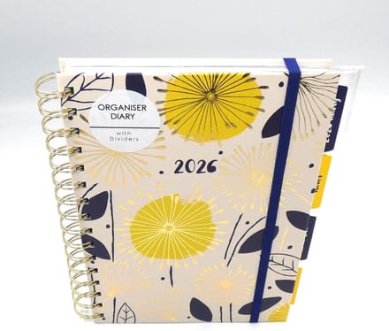 A5 Dagboek 2026 Week Overzicht Planner Spiraal Hardcover met Tabs en Elastiek Bloemen
