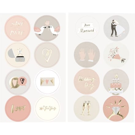 Sticker "Bruiloft", met goudfolie