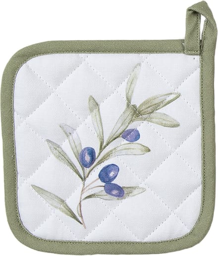 Clayre & Eef Kind Pannenlap 16x16 cm Wit Katoen Olijven