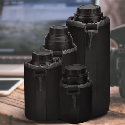 4 stuks Opbergtas voor Cameralens Beschermhoes Schokbestendig Zakje voor DSLR gray