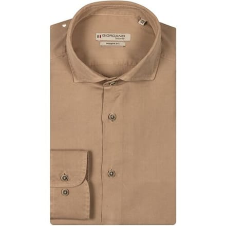 Giordano Overhemd Row Tencel Soft Garment Wash Bruin / male
