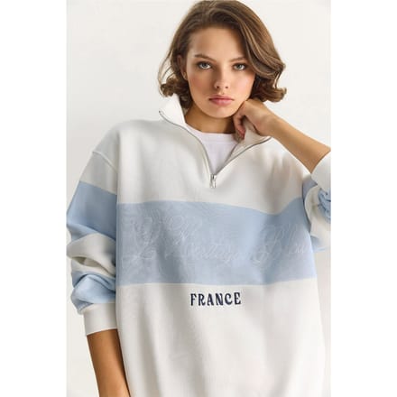 Gedrukt Relaxed Fit Polo Sweatshirt