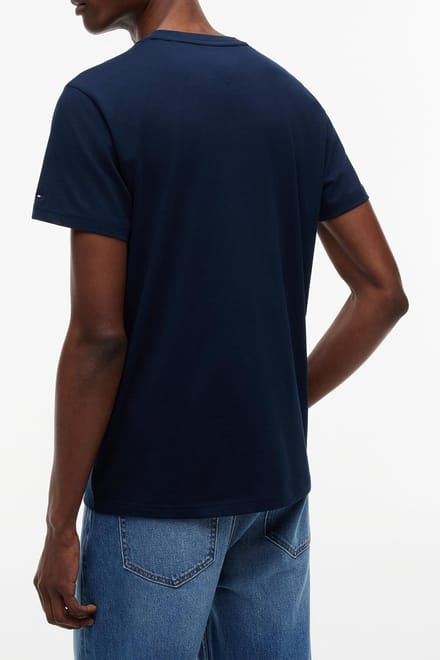 Tommy Jeans T-shirt Tjm Slim Sign Chest Ss Tee Ext Dm0dm22538 C1g Dark Night Navy Mannen Maat - S