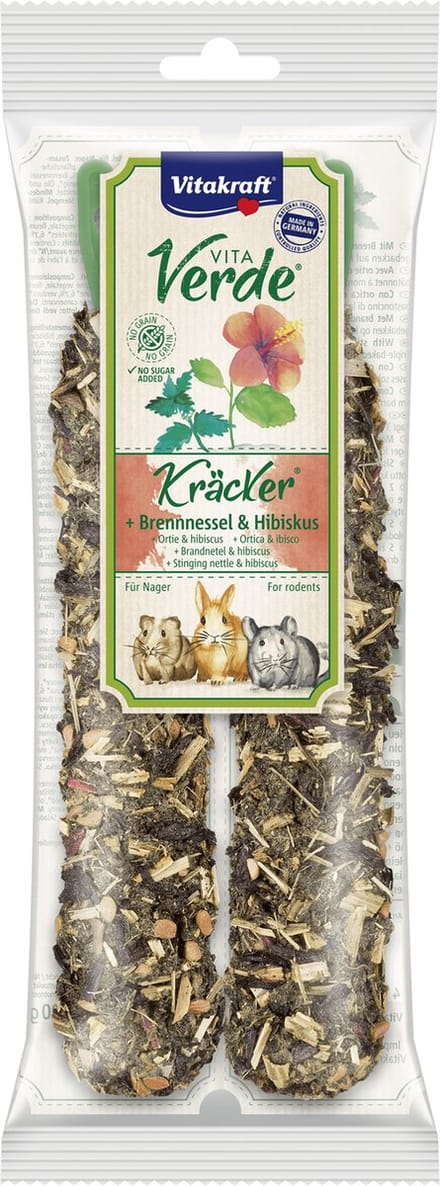 Vitakraft Vita Verde Nature Kräcker Brandnetel & Hibiscus - Knaagdiersnack