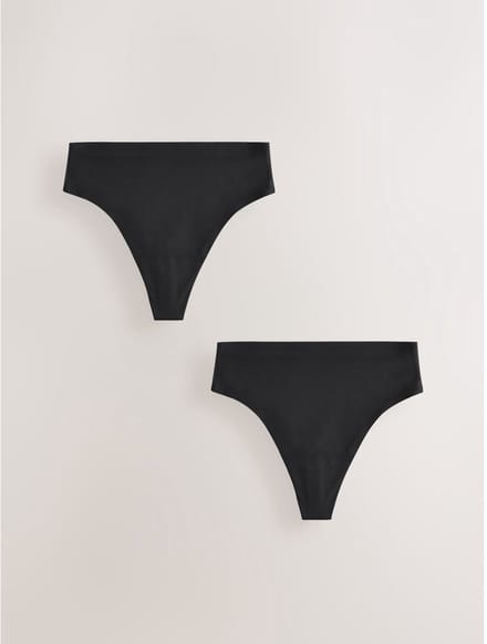 Next - Dames - Set van 2 No VPL menstruatiestrings met hoge taille - Zwart
