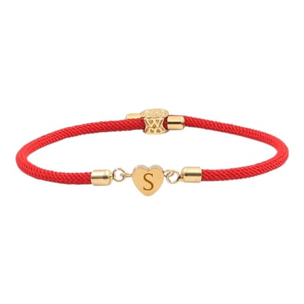 Initiaal Armband met Hartje rood