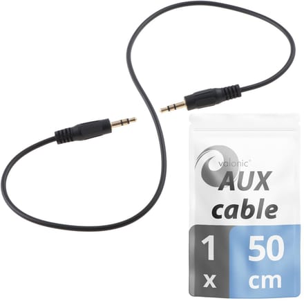 AUX kabel 3.5mm, 50 cm - audio kabel voor auto en PC - zwart