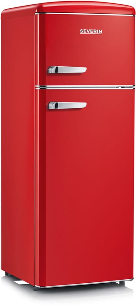 Severin RKG 8944 Retro Koel-vriescombinatie Dubbeldeurs – 206L – Rood – LED Verlichting – Energiezuinig