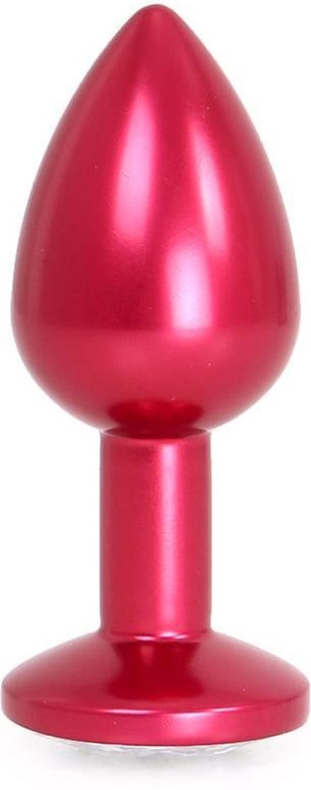 Kiotos - Rode Aluminium Buttplug Met Wit Sierkristal