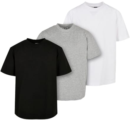 Urban Classics - Boys Tall 3 Pack Kinder Tshirt - Kids 158/164 - Wit/Zwart