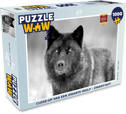 Puzzel Wolf - Close up - Zwart - Wit - Legpuzzel - Puzzel 1000 stukjes volwassenen