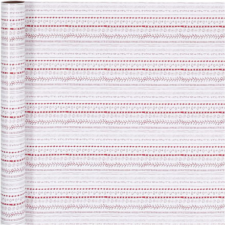 Inpakpapier. rood. wit. doodles. B: 70 cm. 80 gr. 4 mtr - 1 rol