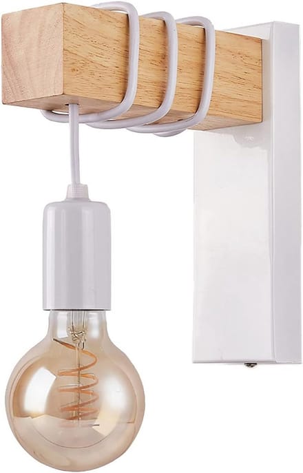 Moderne E27 Wandlamp met Houten Basis - Industrieel Design voor Binnen