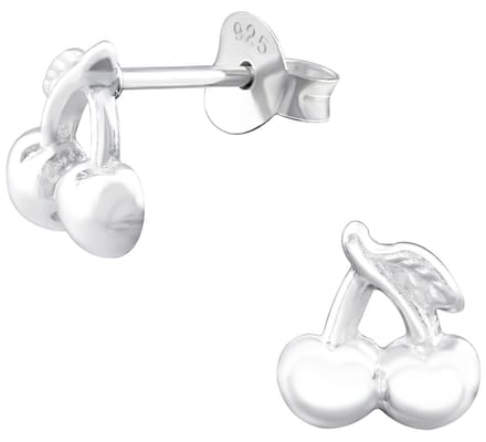 Joy|S - Zilveren kers oorbellen - 7 x 8 mm - zilver - oorknoppen