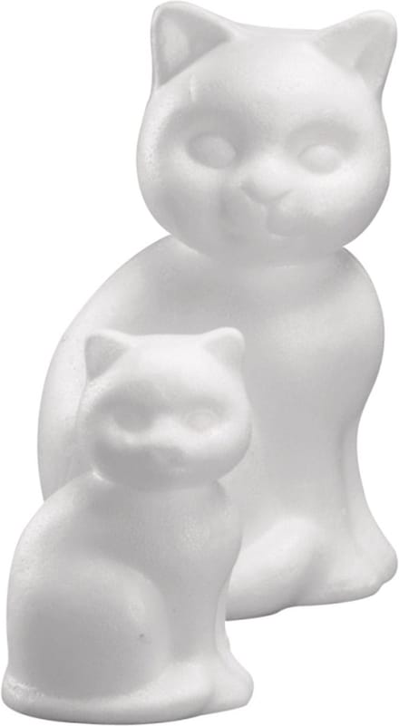 Rayher hobby Piepschuim dieren figuren - kat / poes - wit - 13 cm