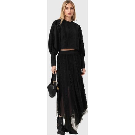AllSaints Hart Emb Top Black Taglia: 8 | Maglie a manica lunga Outlet | Donna | Nero