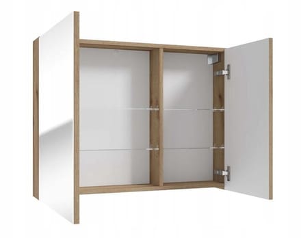 Deftrans Rietti - Badkamerspiegelkast - 80 cm - Dąb Evoke - Glazen Planken