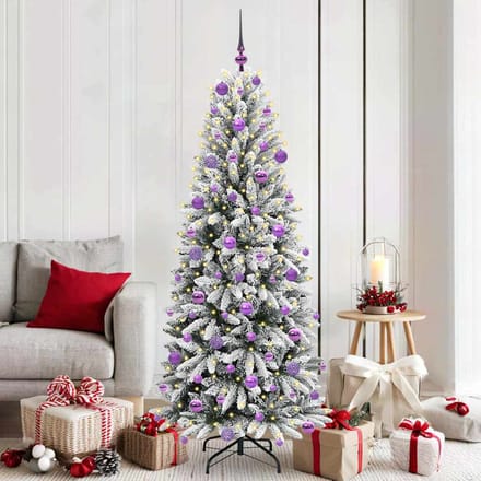 vidaXL - Kunstkerstboom - Wit - 180 - cm - PVC - en - plastic - en - staal - en - PE