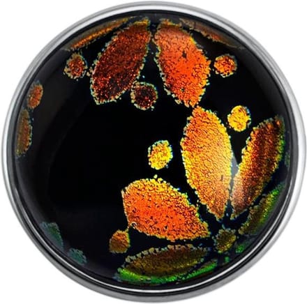 Quiges - Dames Click Button Drukknoop 18mm Metallic Bloem Multi - EBCM189