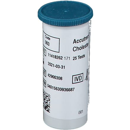 Cholesterol teststrips Accutrend 25st. - cholesterol - bloedsuikermeter - accutrend - accucheck -