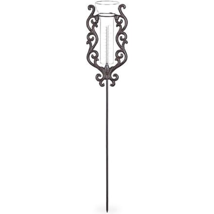 regenmeter vintage met grondpen - 12 cm - glas - metaal - tuin