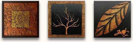 Handgeschilderd schilderij Olieverf op Canvas 3-luik - Ancient Leafs