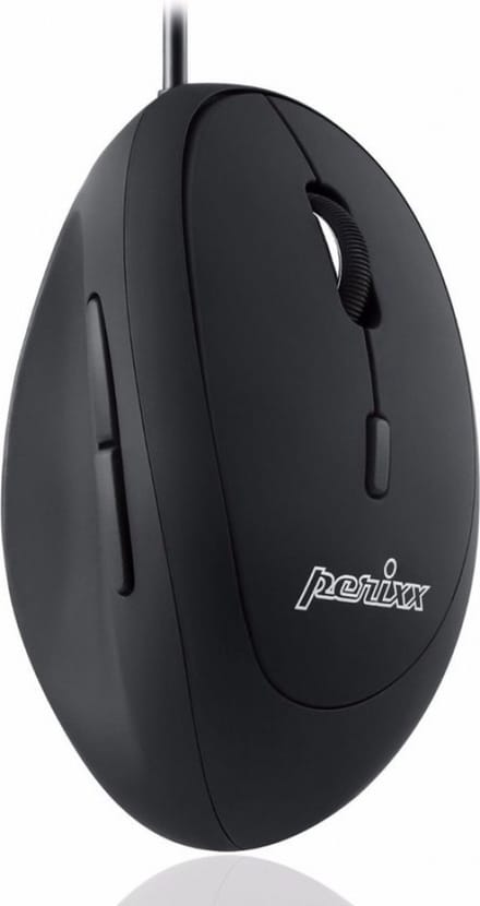 Perixx Perimice-519 Stille Ergonomische muis - Verticale muis - Bedraad - Rechtshandig - Anti slip coating