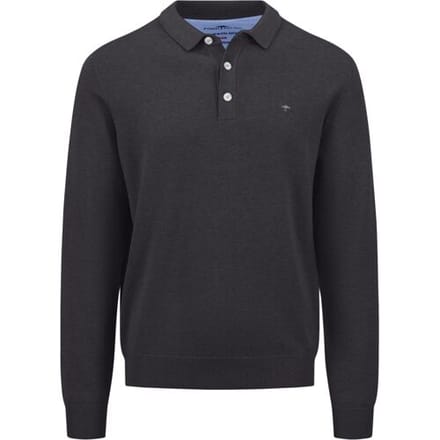 Fynch-Hatton Trui Polo Pullover Superfine 3-Ply Cotton Charcoal / male