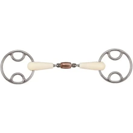 2-rings paardenbit met dubbele afdichtring + koperen roller Soyo Happy mouth