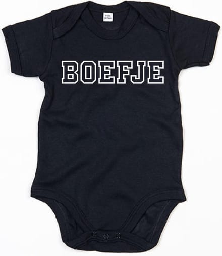 Baby Romper Boefje 0-3 maand - Zwart - Rompertjes baby met tekst