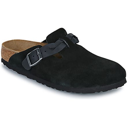 Suede leren clogs voor dames Birkenstock Boston Braided