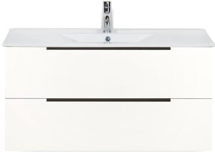 Seville Badmeubelset 100 cm - Wit Hoogglans Edge Greep - Wastafel Enjoy