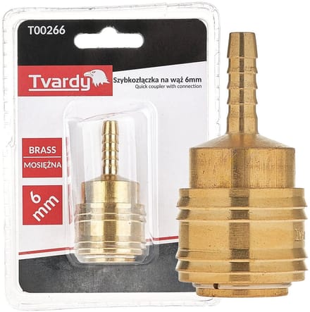 Tvardy Snelkoppeling messing - 6 mm - Corrosiebestendig - Pneumatische systemen