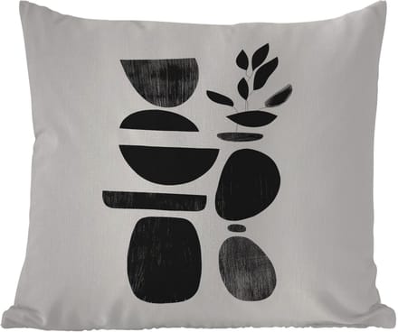 Tuinkussen - Japandi - Zwart - Abstract - 40x40 cm - Weerbestendig