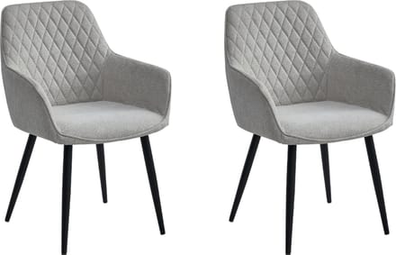 Colenis® - Beverly Eetkamerstoel - Set Van 2 - Beige - Geweven stof - Met armleuning