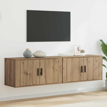 vidaXL Wandtv-kast Set 2 st Artisan Eiken Bewerkt hout