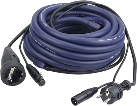 DAP FP05 Power-/signaalkabel 15m Schuko-Schuko / XLR-XLR, LICHT - Schuko stroomkabel