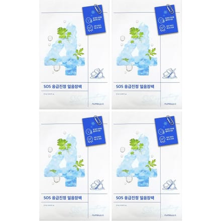 Numbuzin, Masque de beauté apaisant glacé n° 4 SOS, 4 feuilles, 0,91 fl.. oz (27 ml) chaque white