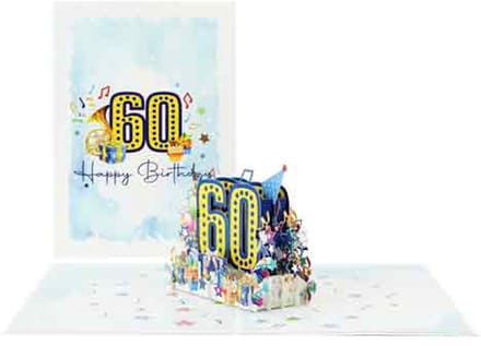 Wenskaart Kiriori 3D - Happy Birthday 60 Jaar - met Envelop