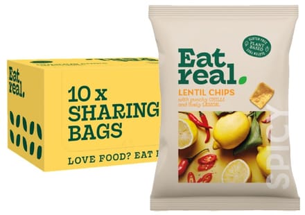 Eat Real | Lentil Chips | Chilli & Lemon | 10 stuks | 10 x 95g