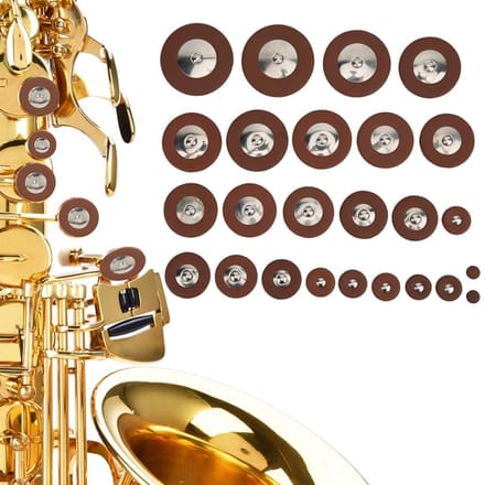 25 stuks Multi Maat Sax Lederen Pads Vervangingsset voor Tenor Saxofoon brown