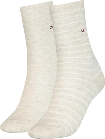 Tommy Hilfiger dames sokken 2-pack small stripe – Light beige – 35-38