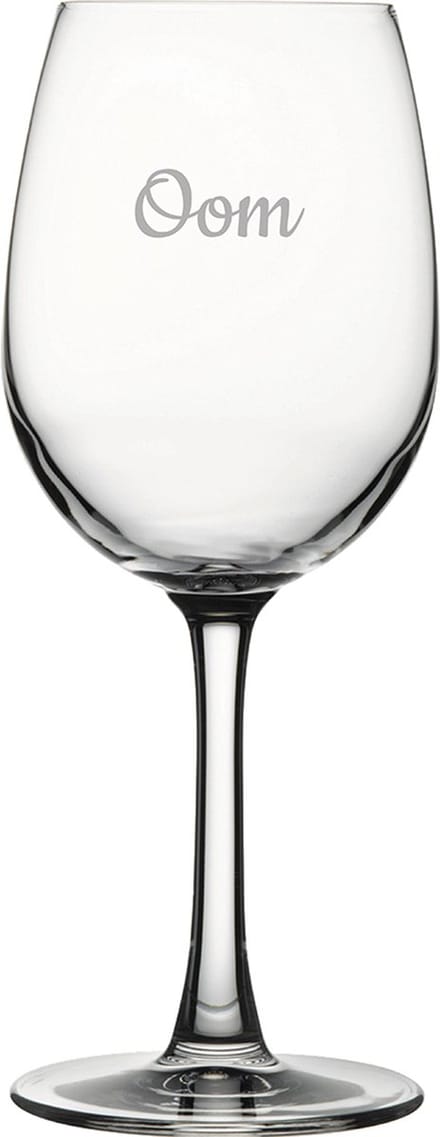 Gegraveerde witte wijnglas 36cl Oom