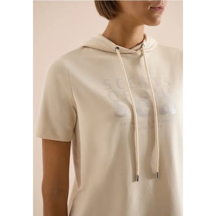 Shirt met korte mouwen, capuchon en tekst