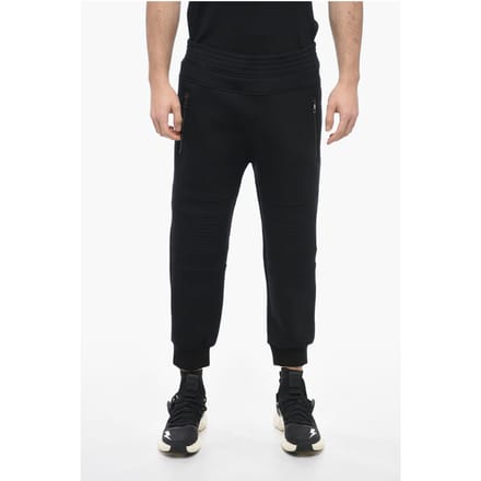 Skinny neopreen bikerbroek met lage taille in zwart