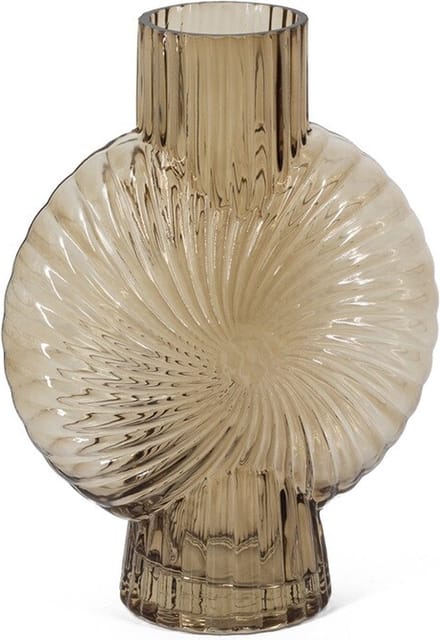 HomeBound by KY | Glazen vaas schelp roest | 16x8x20cm | bloemenvaas schelpvorm