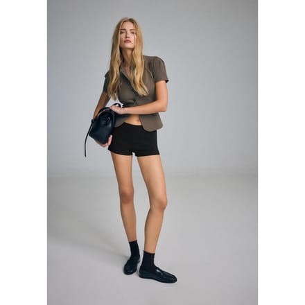Stradivarius Getailleerd overhemd met korte mouw  Bruin S